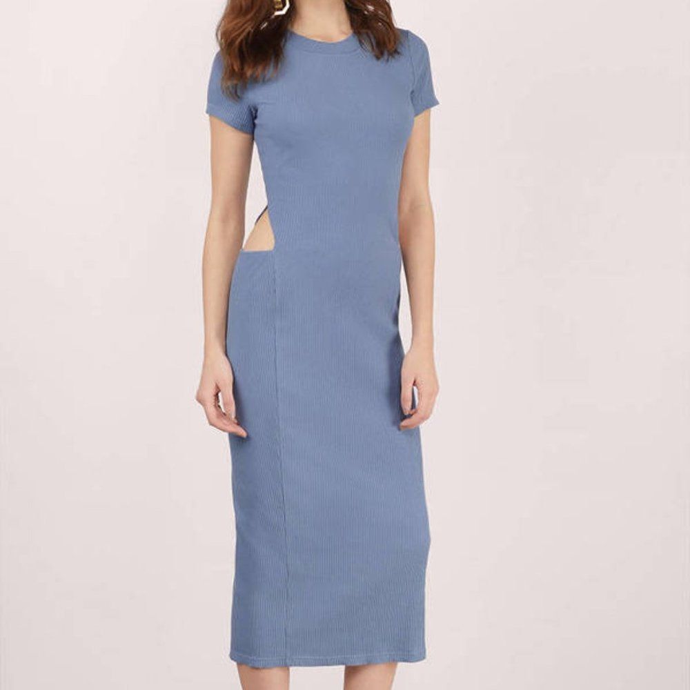 Tobi Blue Ribbed midi dress/Small